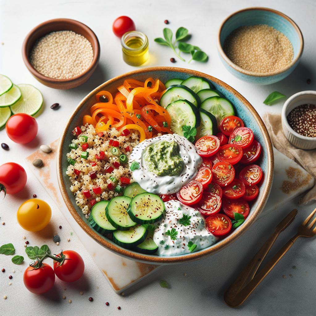 Fresh & Flavorful: Vibrant Greek Quinoa Bowls with Tzatziki