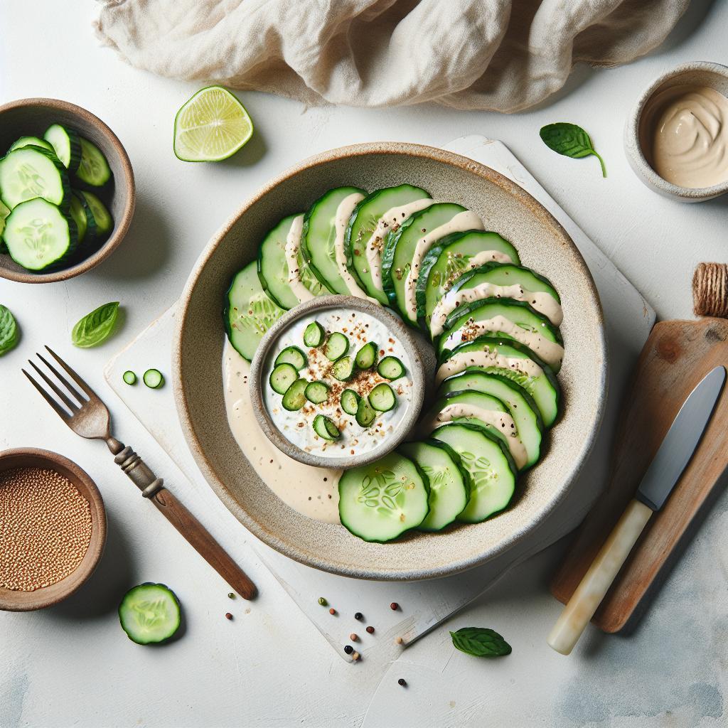 Refreshing Cucumber Slices with Creamy Tahini Twist Recipe