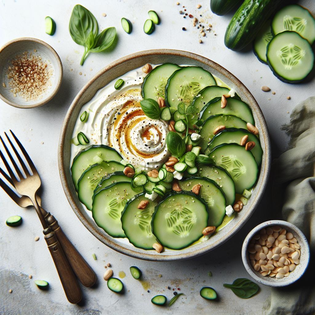 Refreshing Cucumber Slices with Creamy Tahini Twist Recipe