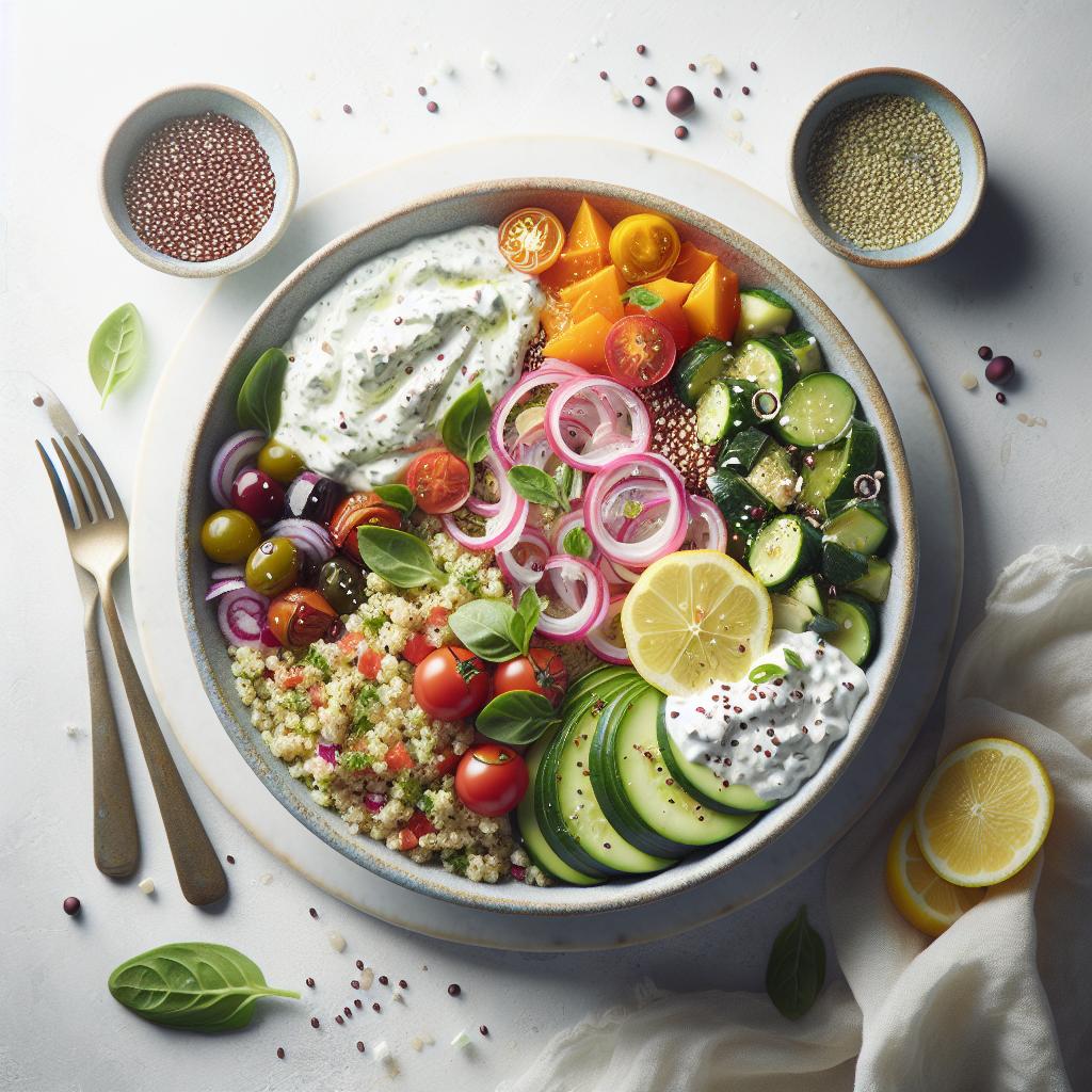 Fresh & Flavorful: Vibrant Greek Quinoa Bowls with Tzatziki