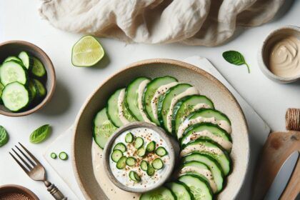 Refreshing Cucumber Slices with Creamy Tahini Twist Recipe