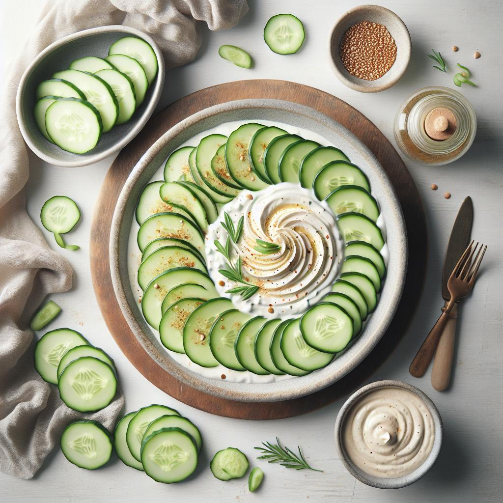 Refreshing Cucumber Slices with Creamy Tahini Twist